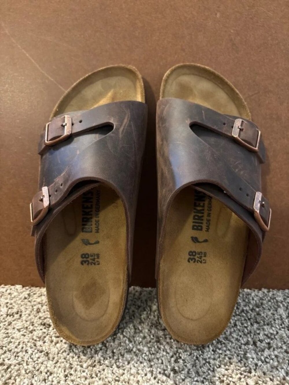 Birkenstock Arizona Brown Oiled Leather Sandals Women's size 7 US 38 EU